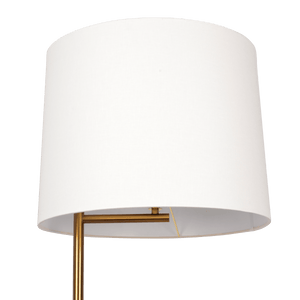 Zenith Offset Brass Base Floor Lamp with Drum-shaped Linen Shade