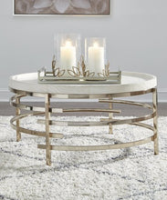 Load image into Gallery viewer, Montiflyn White/Gold Finish 3pc Coffee Table

Set