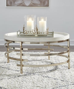 Montiflyn White/Gold Finish 3pc Coffee Table

Set
