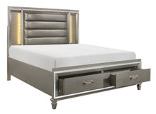 Load image into Gallery viewer, Tamsin Silver/Grey Metallic LED Storage Platform Bedroom Set  1616