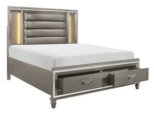 Tamsin Silver/Grey Metallic LED Storage Platform Bedroom Set  1616