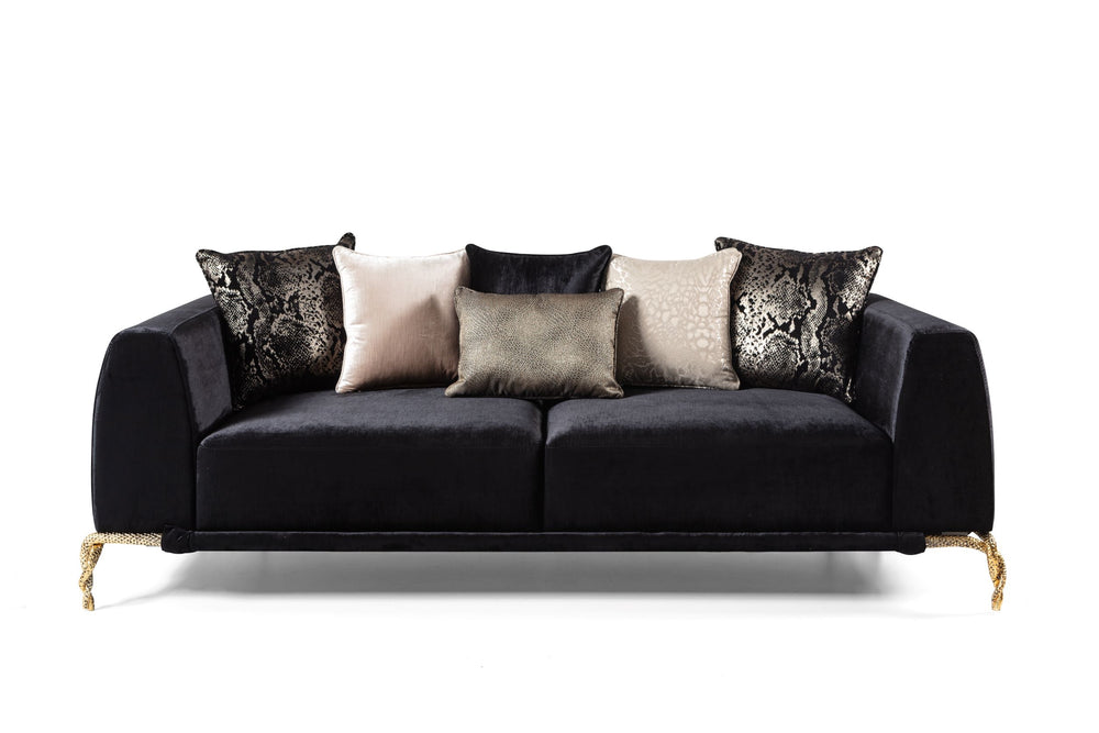 Giselle Black Velvet Sofa & Loveseat