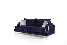 Load image into Gallery viewer, Nessa Blue Velvet Sofa &amp; Love Set