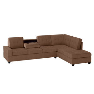 Heights Chocolate Reverisble Sectional with Storage Ottoman