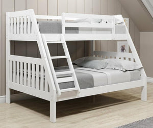 1018-3TFW TWIN/FULL WHITE BUNK BED