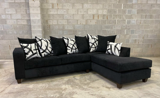 Black Chenille Fabric Sectional  110