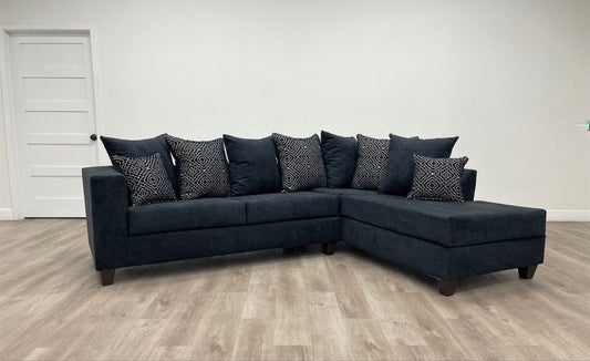 Monroe Hollywood Black Fabric Sectional 110