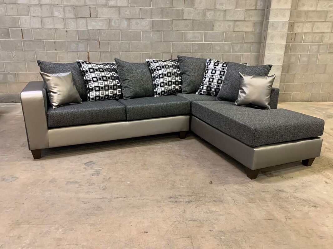 Monroe Silver Fabric Sectional Sofa 110