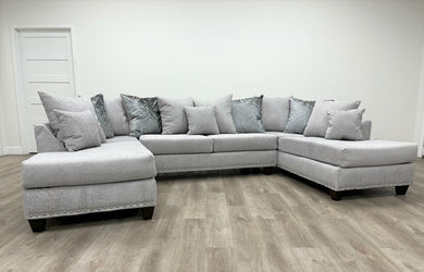 111 Dove Fabric Double Chase Sectional