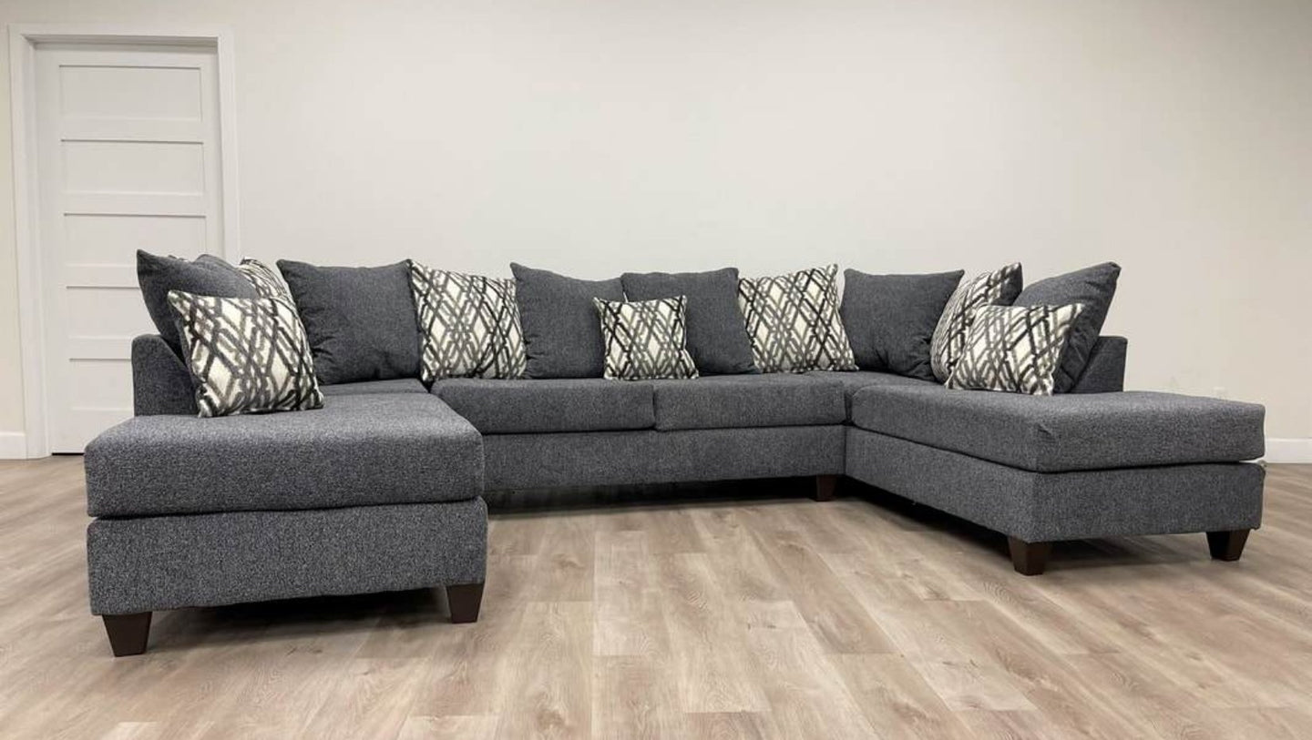Merlin Steel Fabric Double Chase Sectional 111