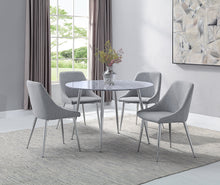 Load image into Gallery viewer, Tola Silver Glass-Top Round Dining Set 1173