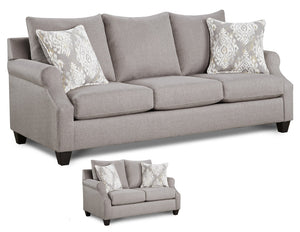 Megan Grey Fabric Sofa and Loveseat 1190