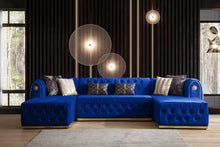 Load image into Gallery viewer, Luna Blue Velvet Double Chase Sectional