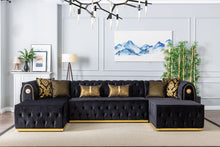 Load image into Gallery viewer, Luna Black Velvet Double Chase Sectional