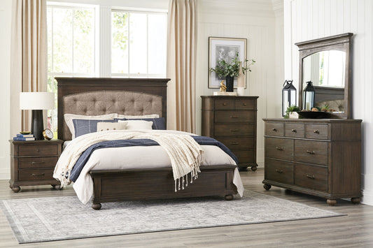 Motsinger Brown Upholstered Panel Bedroom Set
1400