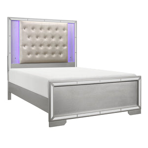 Aveline Silver LED Upholstered Panel Bedroom Set 1428