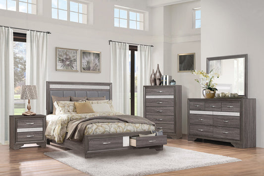 Luster Gray Upholstered Storage Platform Bedroom Set

1505