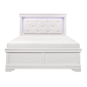 Lana White LED Upholstered Panel Bedroom Set 1556