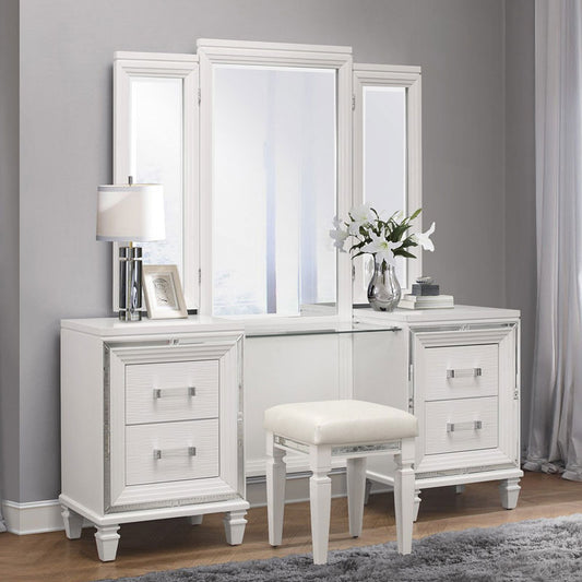 Tamsin White Vanity Set with Stool 1616