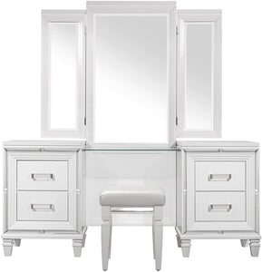 Tamsin White Vanity Set with Stool