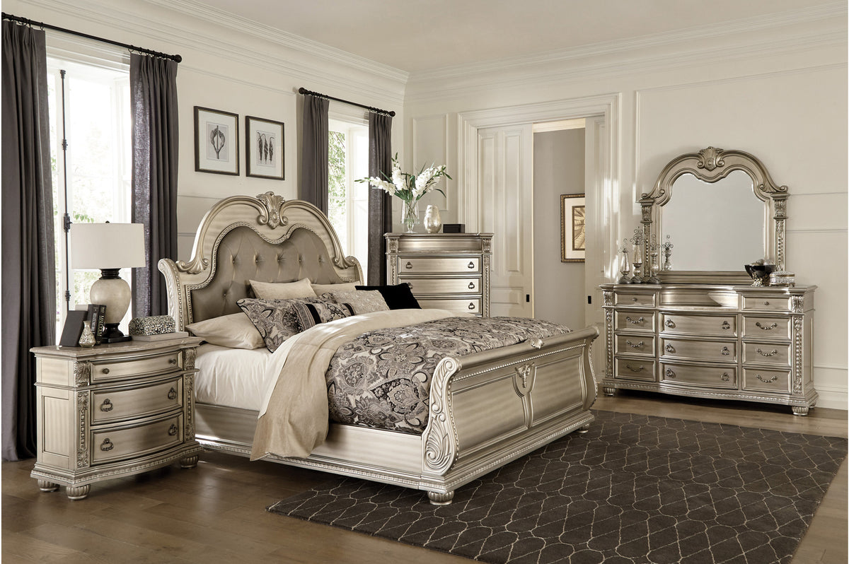 Cavalier Silver Upholstered Bedroom Set  1757