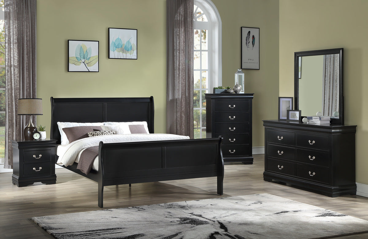 Louis Philip Black Sleigh Bedroom Set B3950 - Harwin Furniture