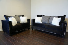 Load image into Gallery viewer, Rosa Black Velvet Sofa and Loveseat 210
