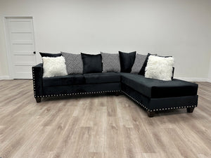 Rosa Black Velvet Sectional Sofa  200