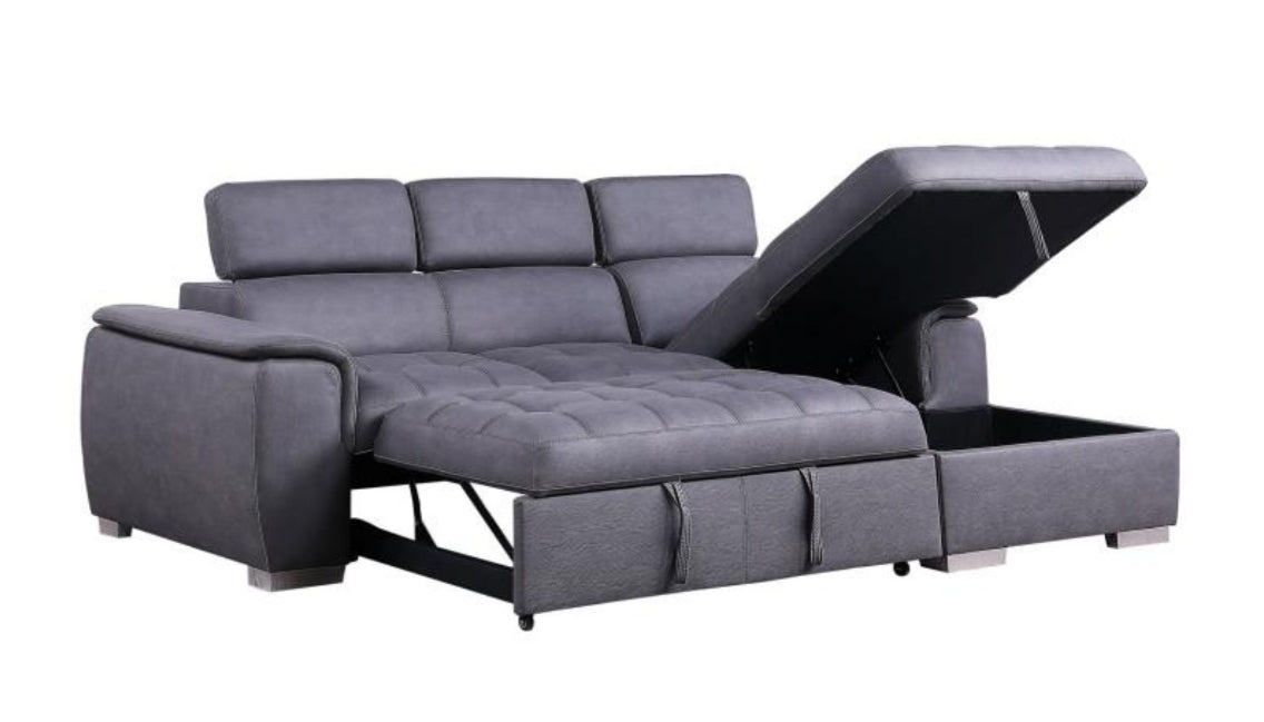 Diego Grey Sectional With Pull-Out Bed