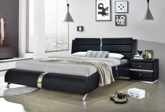 Vegas Black Platform Queen Bed