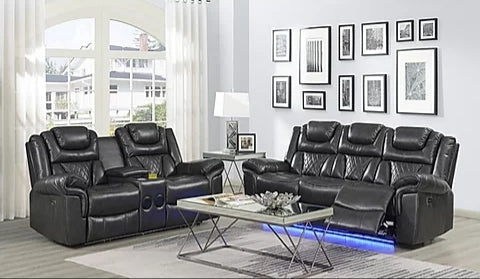Party Time Gray POWER/LED/BLUETOOTH SPEAKERS 3pc  Reclining Set S2020