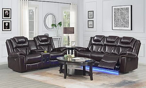 Party Time Brown LED 3pc Power Reclining Set  S2020
