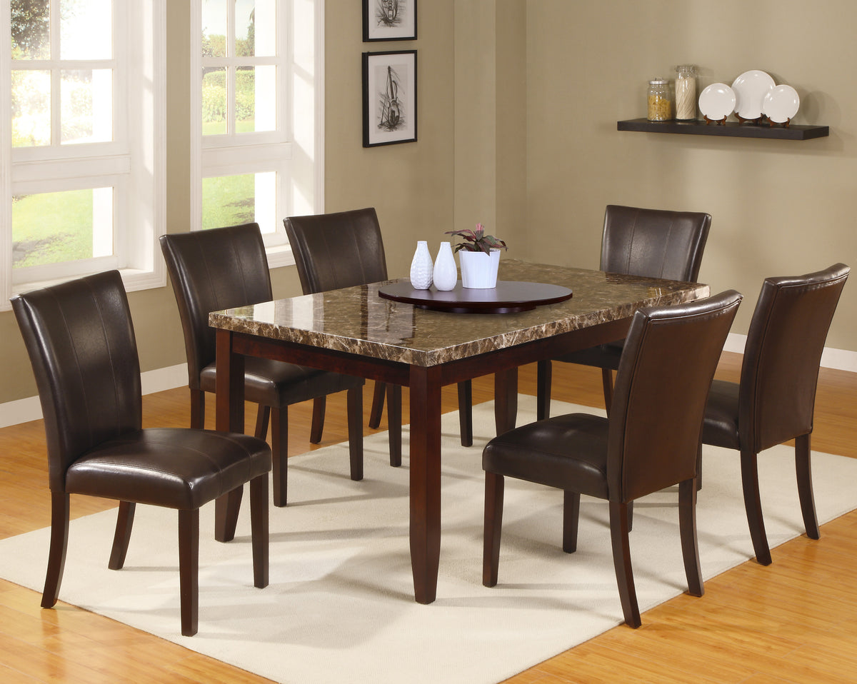 Ferrara Brown Faux Marble Rectangular Dining Set | 2221