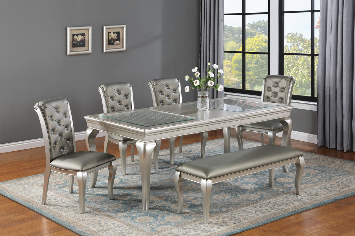 Caldwell Silver Champagne Extendable Dining Set 2264