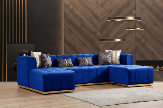 Siesta Blue Velvet Double Chase 132" Sectional