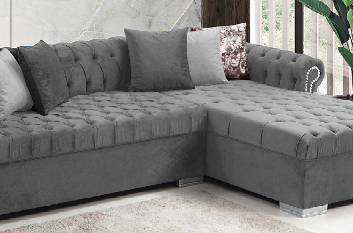 Icarus Gray Velvet Sectional