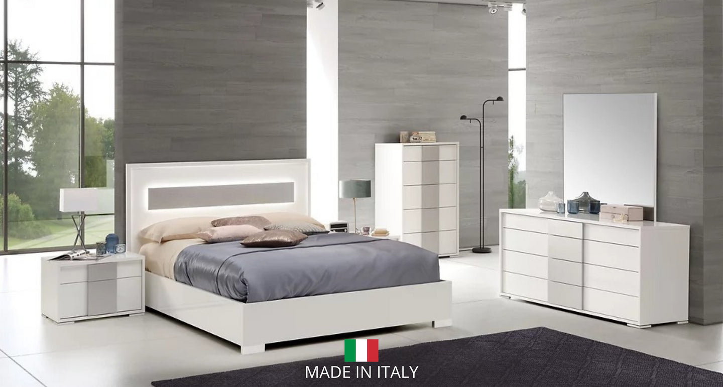 Viola Collection White/Grey LED Italian Bedroom Set