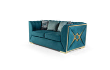 Load image into Gallery viewer, Ariana See Foam Blue Velvet Sofa and Loveseat S6100