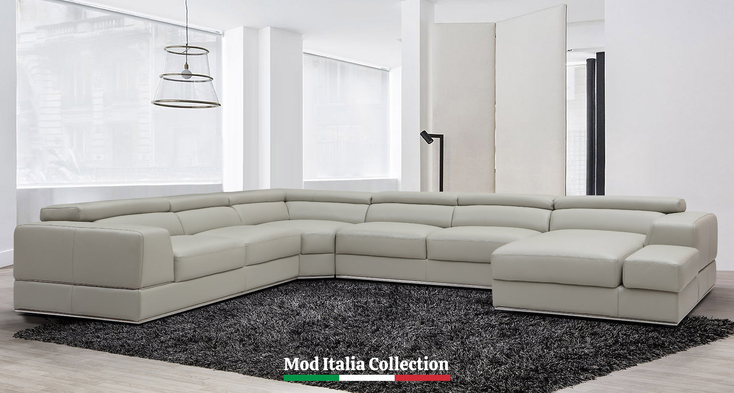 Pella Taupe Leather Match Sectional MI5106