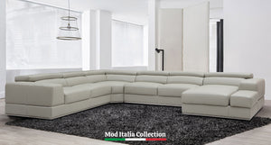 Pella Taupe Leather Match Sectional MI5106