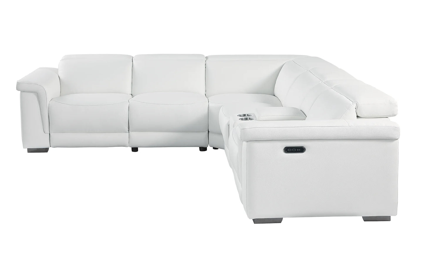 Leonardo White 2-POWER Top Grain Leather Match Sectional  MI632