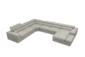 Pella Taupe Leather Match Sectional MI5106