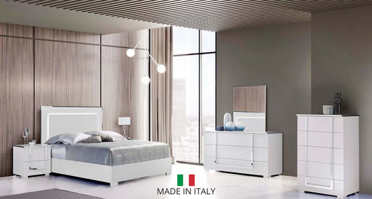 Antonella Collection White LED Italian Bedroom Set