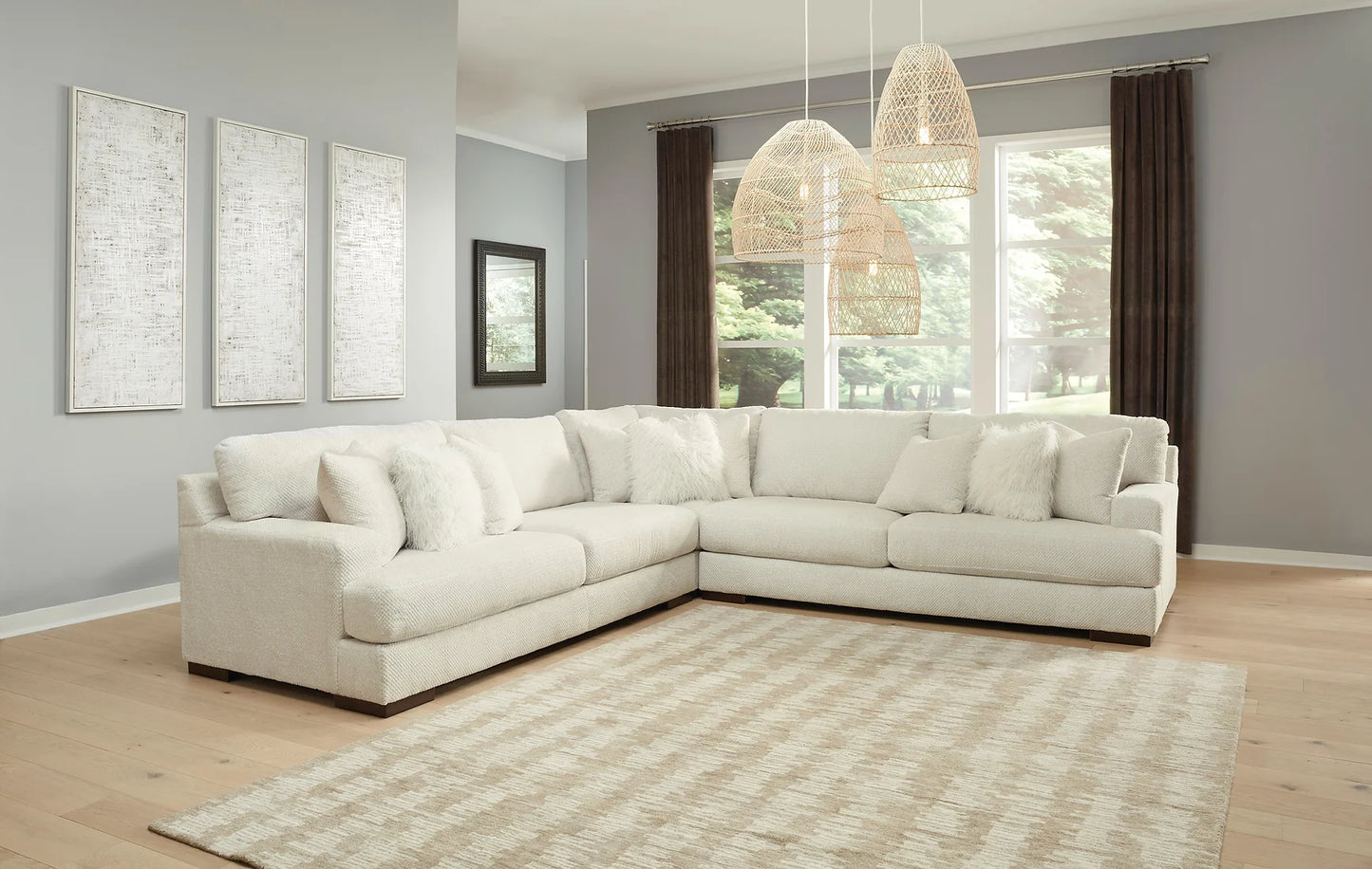 Zada Ivory 3pc Sectional 52204