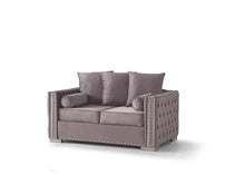 Load image into Gallery viewer, Lotus Grey Velvet Sofa and Loveseat S6301
