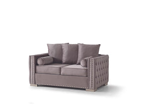 Lotus Grey Velvet Sofa and Loveseat S6301