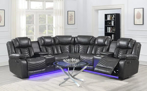 Lucky Charm Grey LED Reclining Sectional S2021