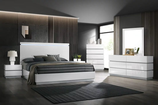 Florence White LED Platform Bedroom Set B44