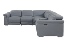Load image into Gallery viewer, Leonardo Grey POWER Top Grain Leather Match Sectional  MI632