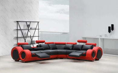 Royce Red/Black Reclining Sectional MI4087
